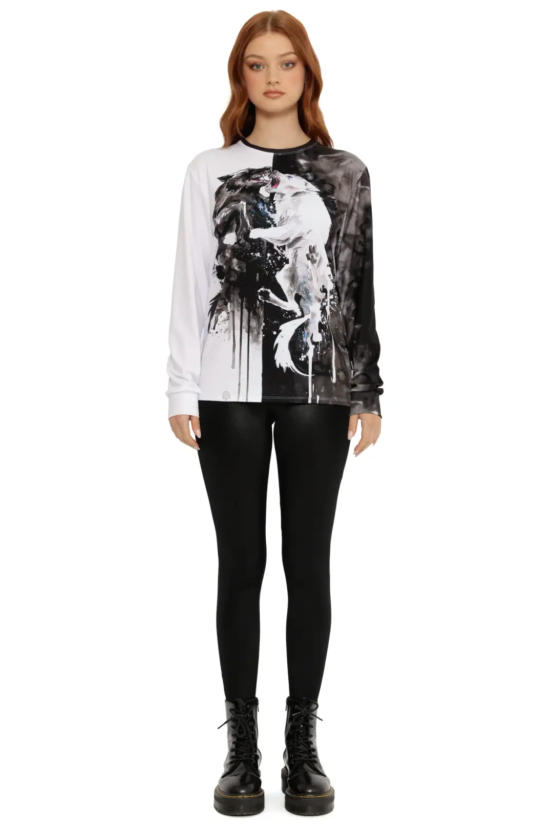 Two Wolves Long Sleeve Boyfriend Tee