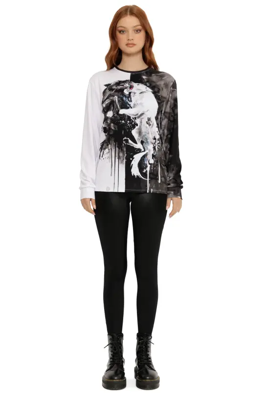 Two Wolves Long Sleeve Boyfriend Tee