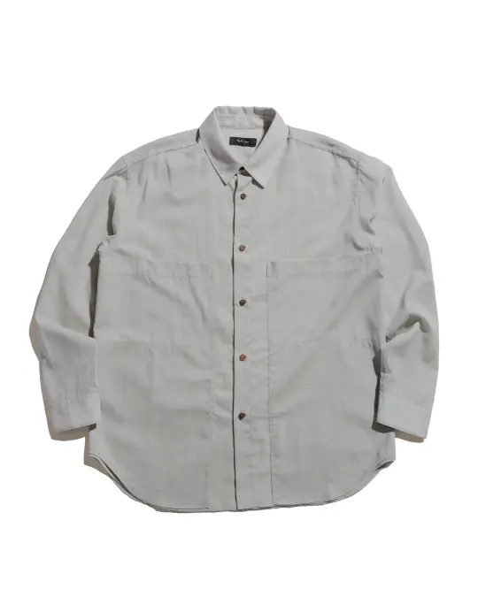 Wanze Layered Button Up Shirt Wool Voile Hazy Blue