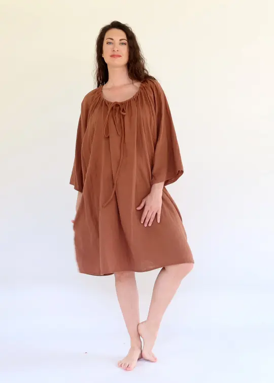 Drawstring Collar Bumble Bee Short Kaftan