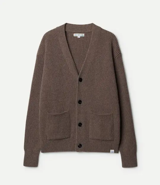 Sturdy Ribbed Merino Wool-Cashmere Cardigan