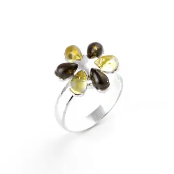 Fun Multi-color Amber Flower Ring