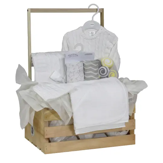3 Stories Trading Company 20 Piece Baby Neutral Shower Wardrobe Gift Crate, Neutral