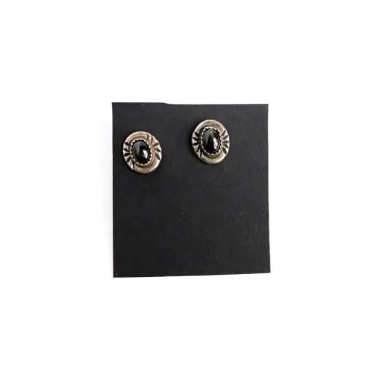 Jet and Silver Stud Earrings