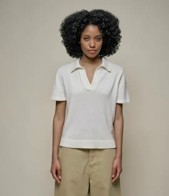 Cotton Women's Short Sleeve Polo Sweater, All Plant-Based