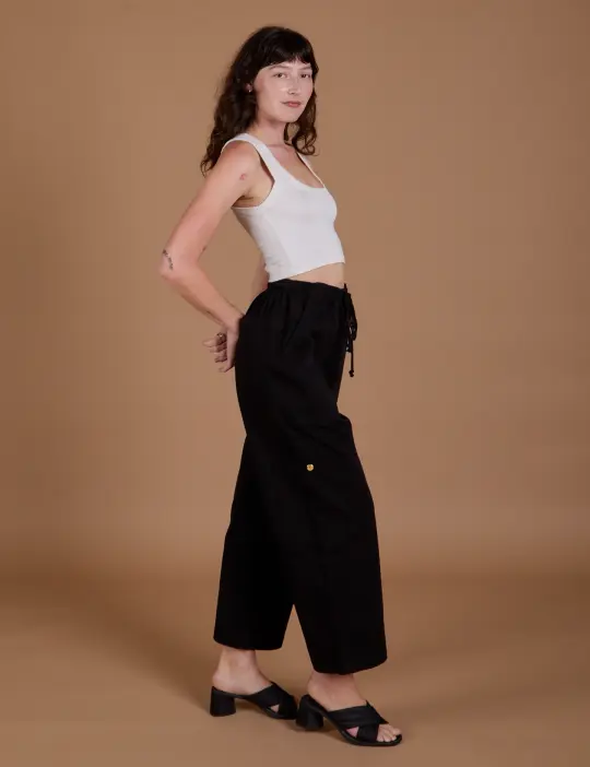 Drop Pocket Cargo Pants - Basic Black