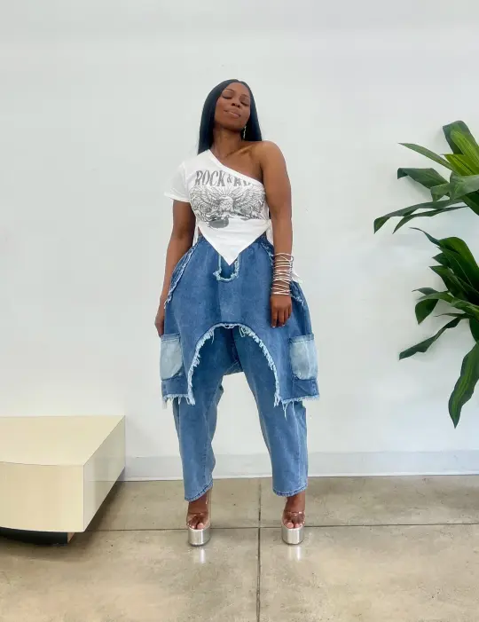 Dizi Irregular Denim Pants