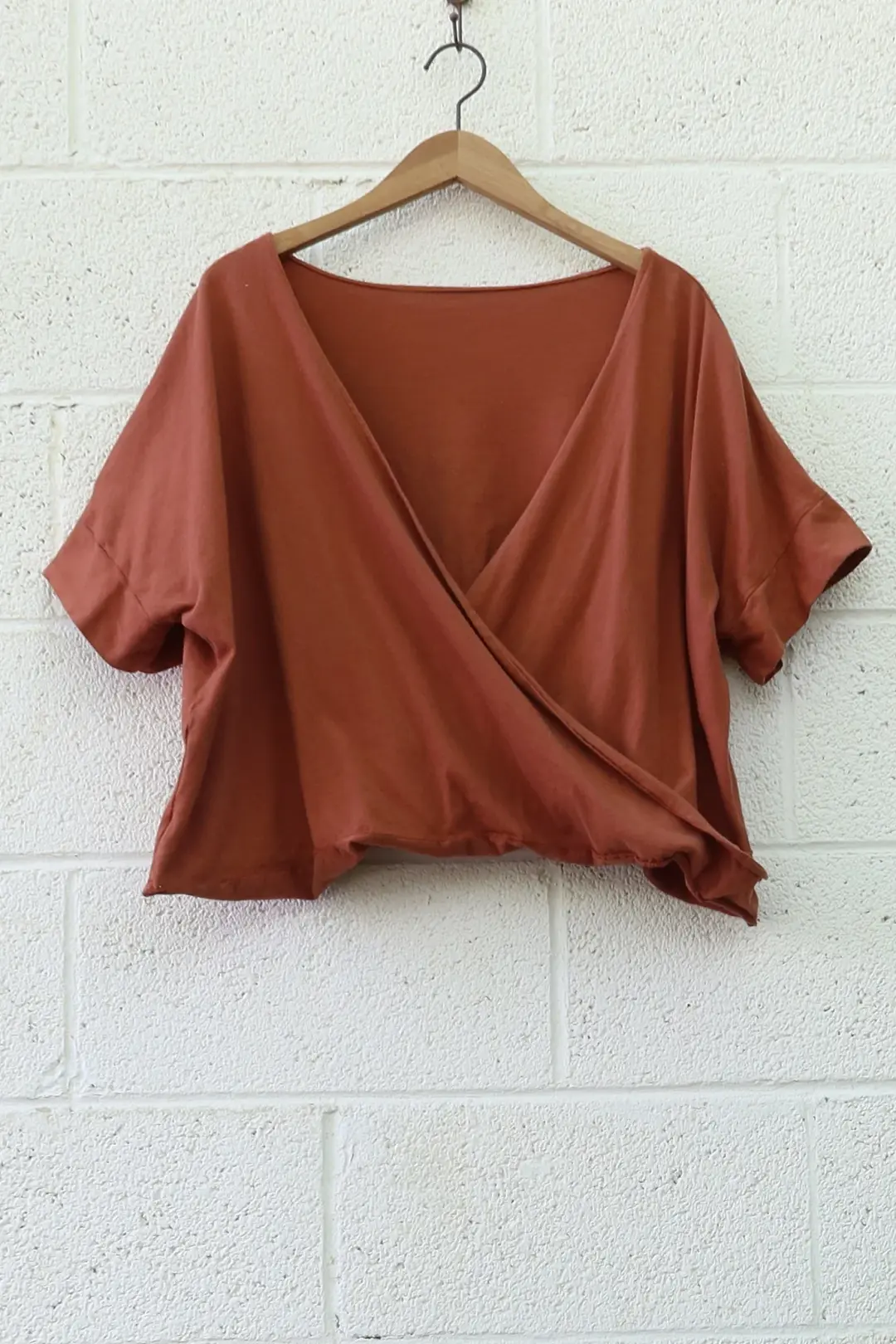 SAMPLE SALE - Layering Magnolia Cropped Kaftan / 2XS-S / Organic Cotton / Terra-cotta / (232)