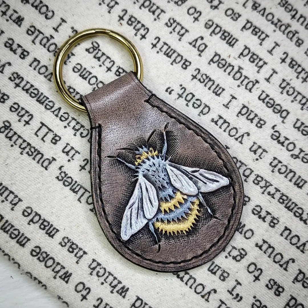 CUSTOM Key Fob | Bee & Honeycomb #3
