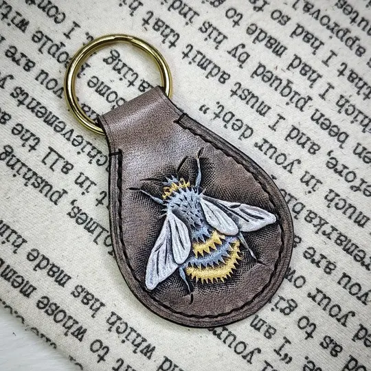 CUSTOM Key Fob | Bee & Honeycomb #3