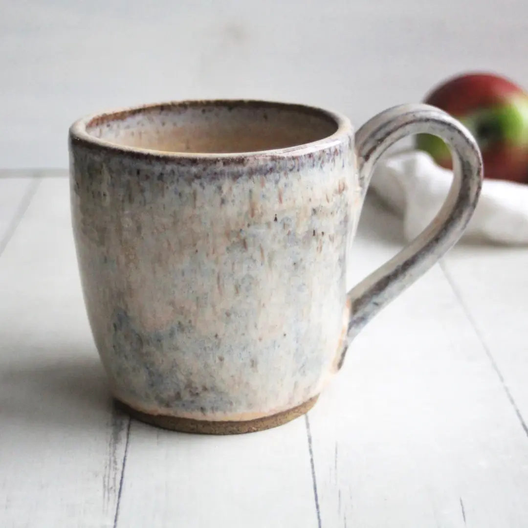 Handcrafted Rustic Pottery Mug in Milk and Honey Glaze, 18 Ounce, Made in USA