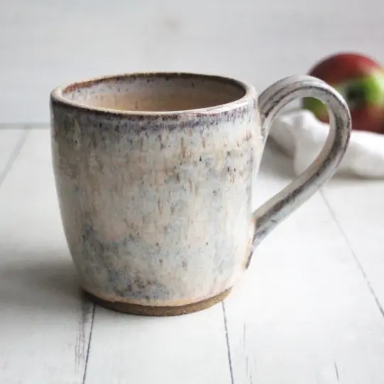 Handcrafted Rustic Pottery Mug in Milk and Honey Glaze, 18 Ounce, Made in USA