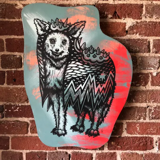 Coyote in a Crystal Cloak on Raised Pine