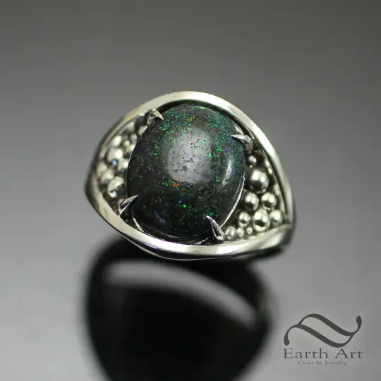 Andamooka Dew Drop Ring - Sterling Silver