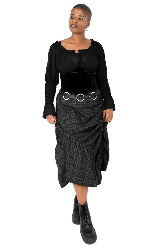 Cara Skirt - DEADSTOCK - Dark Plaid - XS left!