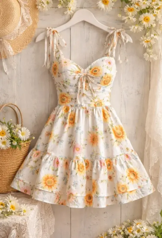 Bright Floral Homecoming Dress ,A-Line Spaghetti Straps Floral Pattern Corset Summer Dress Cami Dress RS1157
