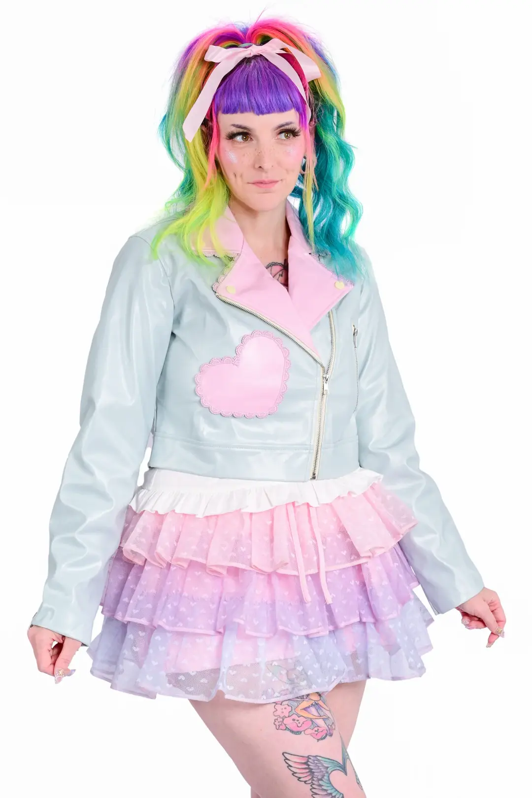 Candy Cruiser Cropped Moto Jacket - Mint - 3x left!
