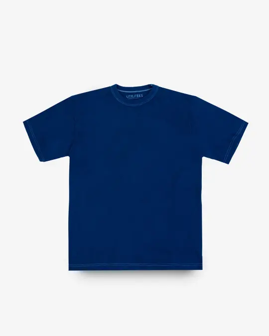 UTILITEES - 5.5oz Loopwheel Crew Neck T-Shirt - Pure Indigo