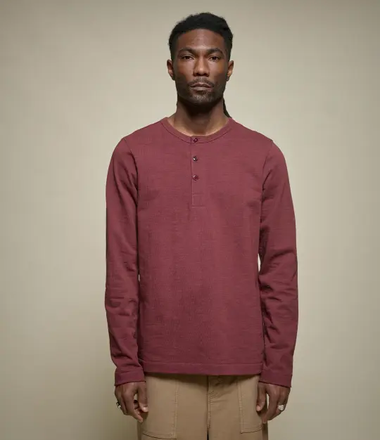 2S08 Loopwheeled Relaxed Fit Heavyweight Long Sleeve Henley