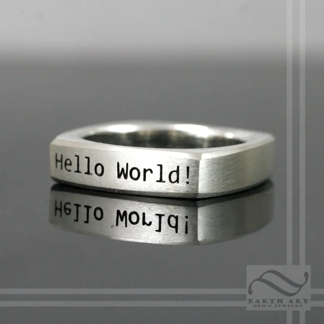 Hello World! Squircle Ring Solid Sterling Silver