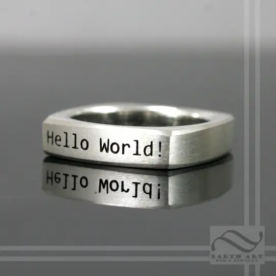 Hello World! Squircle Ring Solid Sterling Silver