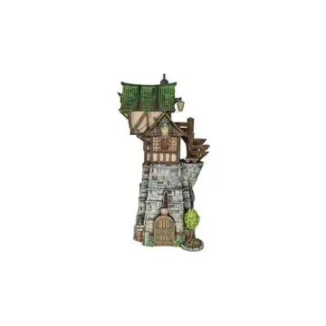Fully painted 28mm 3D-printed tower inn with green shingled roof — tabletop RPG terrain for D&D, Pathfinder & wargaming