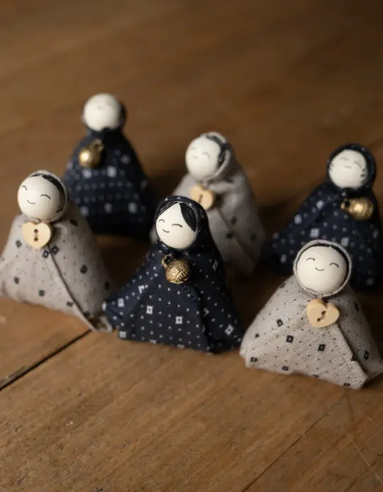 DIY kit '6 petites Laumė de lavande' - imprimé beige / bleu nuit