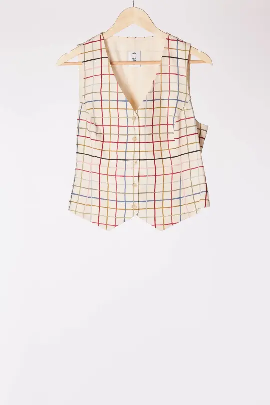 Petal Check Classic Vest, Sleeveless