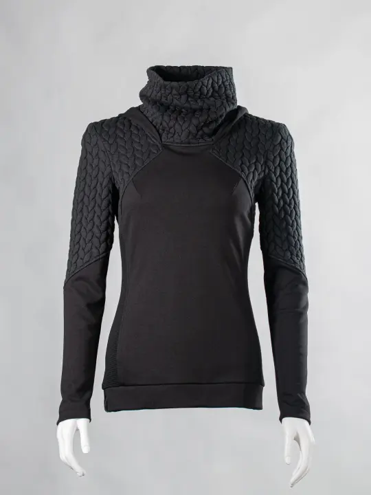 PT-PP-36 Black cyberpunk hoodie with high collar