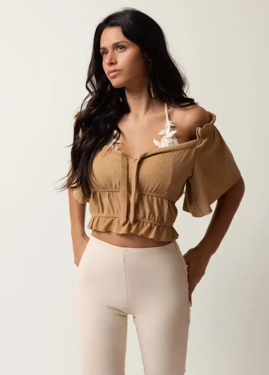 Marietta Top in Warm Taupe