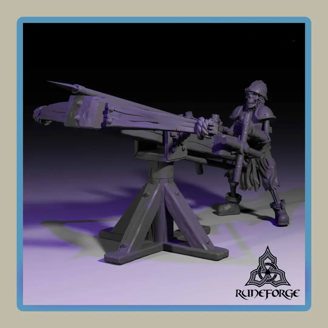 render of 28mm miniature skeleton crewed ballista
