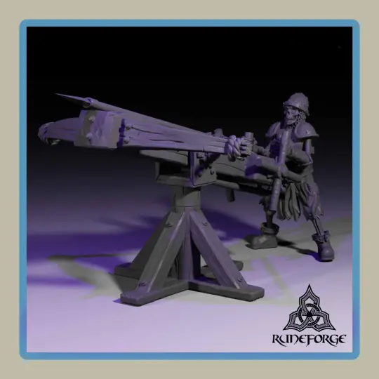 render of 28mm miniature skeleton crewed ballista