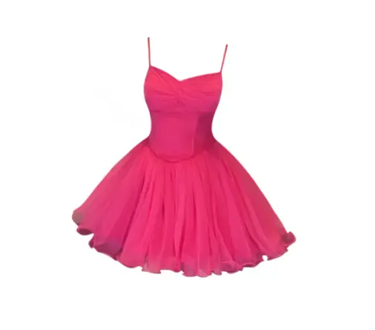 Hot Barbie Pink A-Line Spaghetti Straps Bodycon Mini Birthday Dress Homecoming Dress RS333