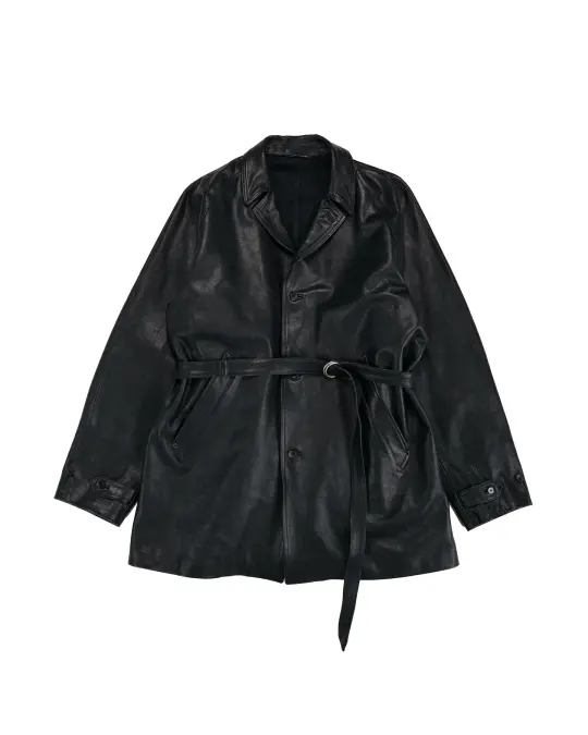 Old Joe Stunning Leather Vehicle Coat (Italian Calf) Onyx Black