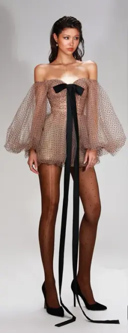 Sexy one-shoulder black polka dot waist slim short skirt homecoming dress R4413