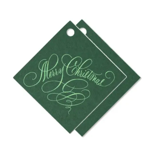 "Merry Christmas" Green and Lime Foil Holiday Gift Tags, Set of 15