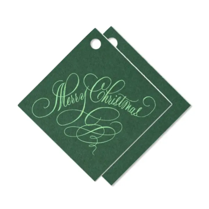 "Merry Christmas" Green and Lime Foil Holiday Gift Tags, Set of 15