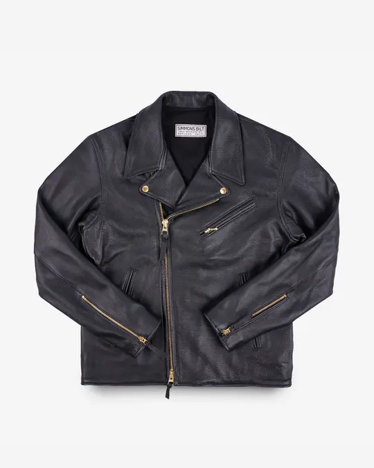 Iron Heart x Simmons Bilt Deerskin Pacific Rider's Jacket - Black