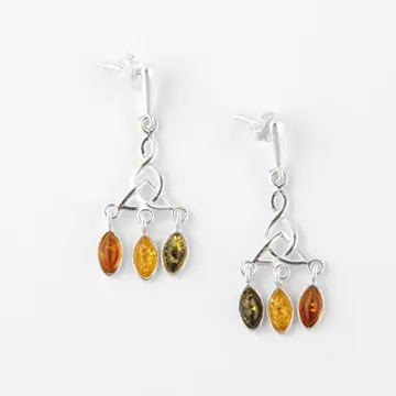 Celtic Amber Chandelier Earrings