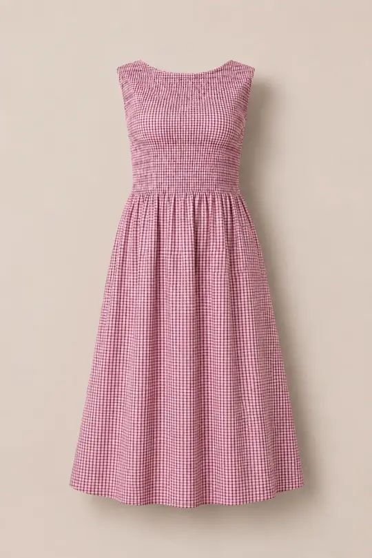 Ana Dress in Pink & Brown Gingham