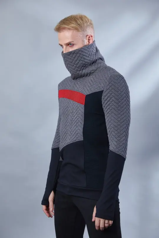 LL-8 Men's gray asymmetrical sweater