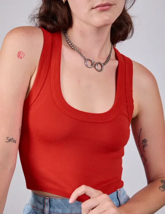 Cropped Tank Top - Mustang Red