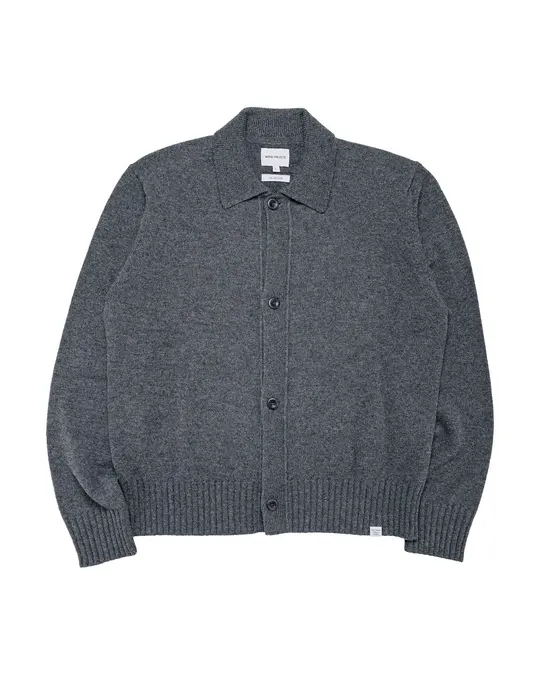 Norse Projects Aldrup Lambswool Cardigan Grey Melange