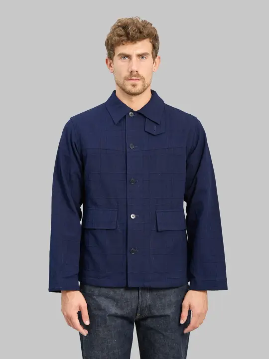 Samurai Jeans SJSJK26-ARS Indigo Sashiko Lattice Dobby Jacket