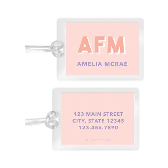 Girl's Simple Peach Shadow Font Laminated Bag Tag