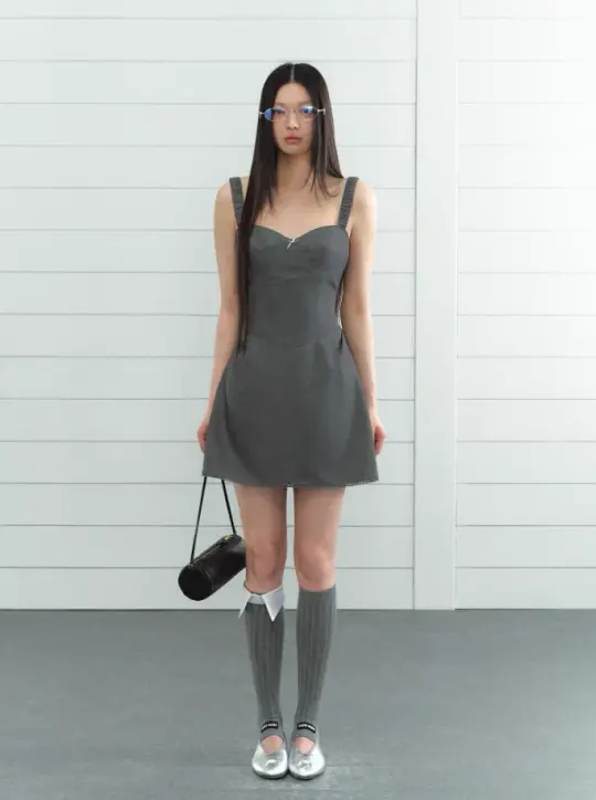 Sweet girl style vest dress female summer a-line French slim suspender short skirt R3337