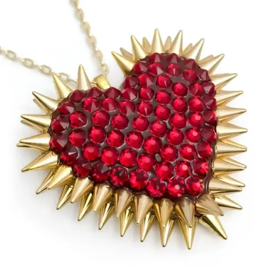 Classic Spiked & Paved Heart Necklace | Siam