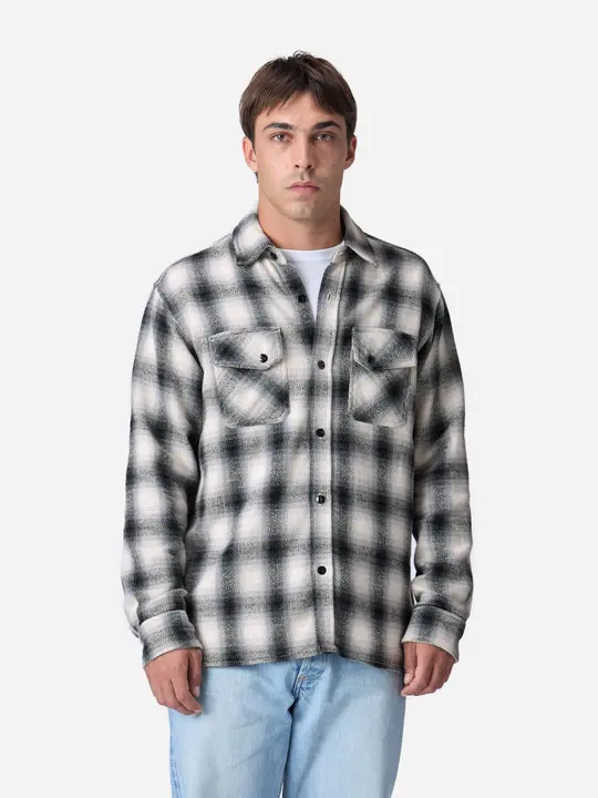 Crosscut Flannel ~ Cream/Black Plaid