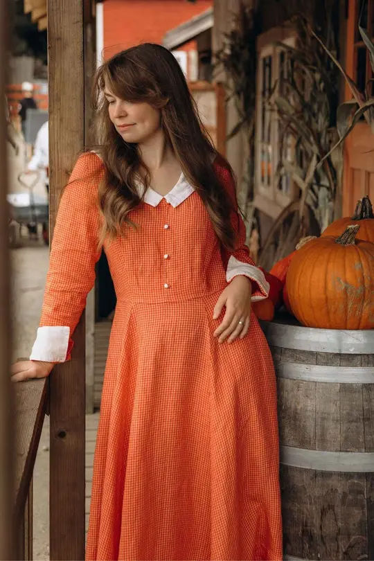 Wander – Long Sleeve Linen Dress with Sailor Collar