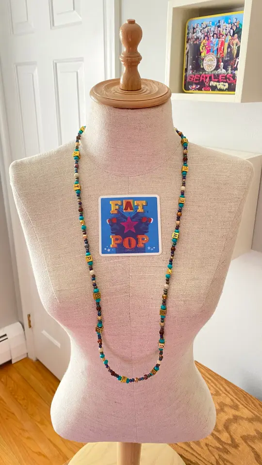 *FAT POP* Blue Beaded Necklace 35 or 26 inches long
